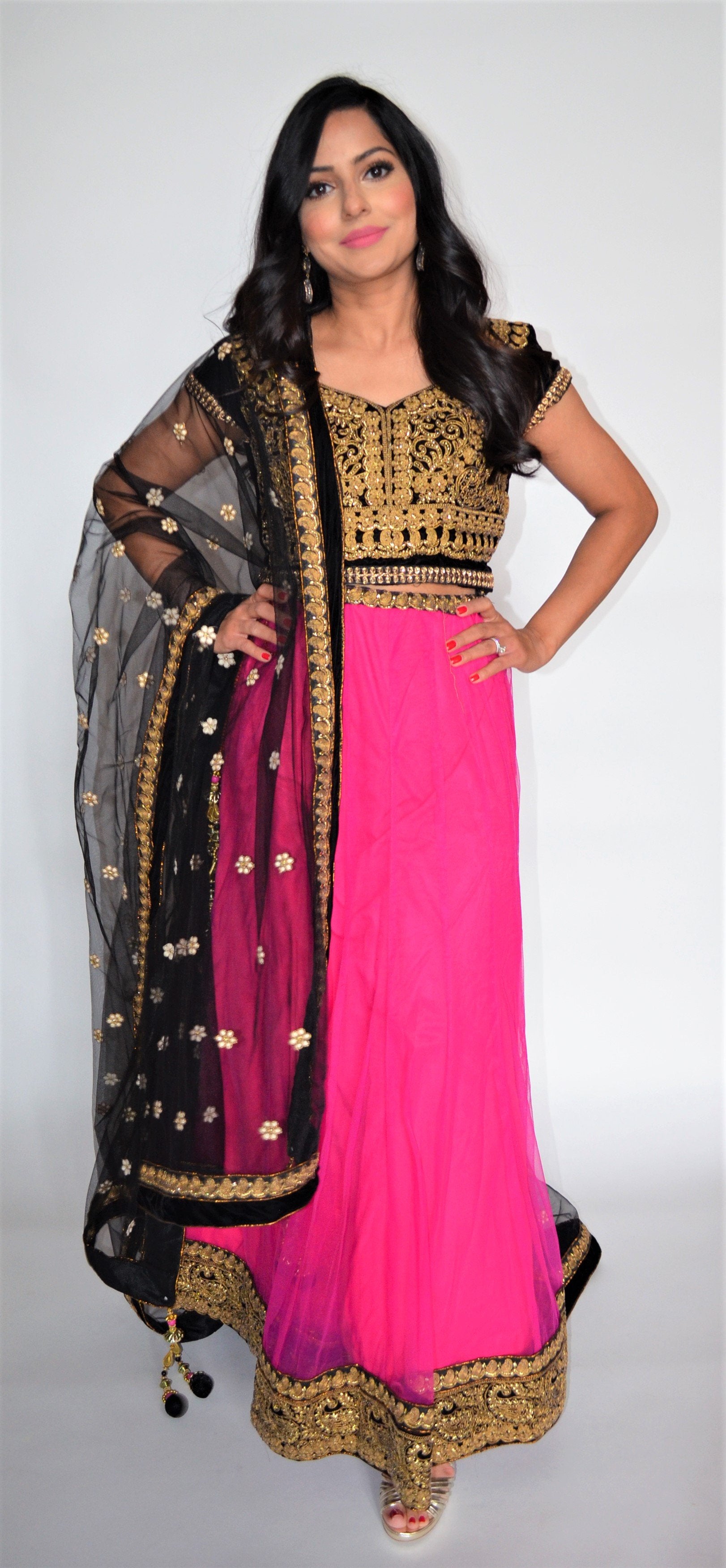 Narayanmuni Fashion Women's Art Silk Jacquard Semi-Stitched Lehenga Choli  With Dupatta (BLACK RANI)
